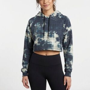 Adam Selman Sport Cropped Hoodie in Bleach Plaid Women's Size XS